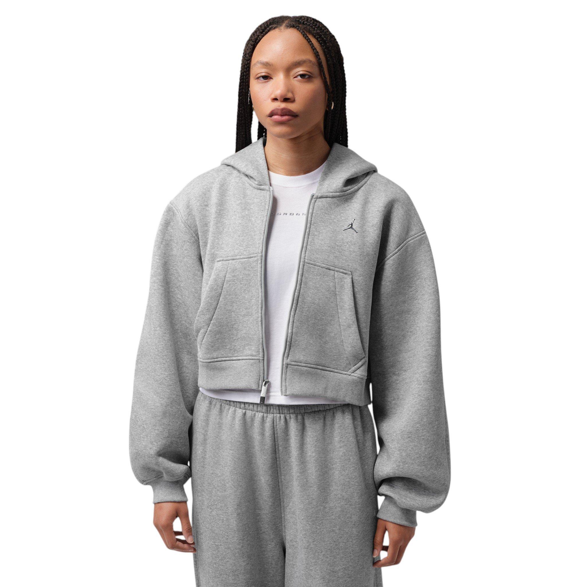 Jordan Women's Brooklyn Cropped Full-Zip Hooded Jacket - Grey - GREY